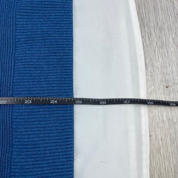 Hilary Radley Teal Blue long sleeve round neck 2fer sweater Peek-a-boo shirt hem - Picture 9 of 12